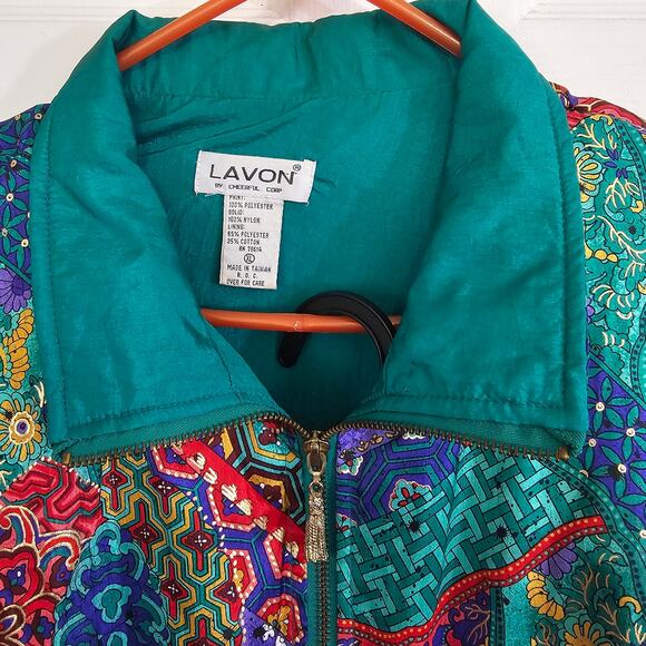 Lavon by Cheerful Corp 90s‎ NylonTrack Suit XL Cottage Resortwear Vintage - Picture 4 of 13
